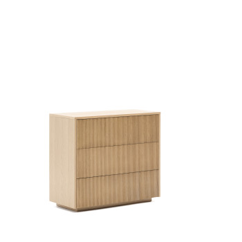 Helvine 3-drawer bedside table in oak veneer 90 x 78 cm FSC 100%