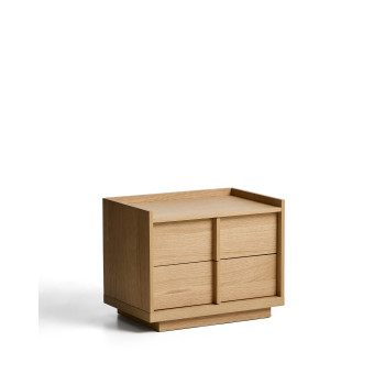 Onix 2-drawer bedside table in oak veneer with natural finish, 60 x 47 cm, FSC Mix Credit