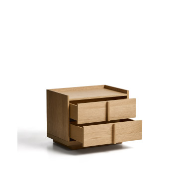 Onix 2-drawer bedside table in oak veneer with natural finish, 60 x 47 cm, FSC Mix Credit