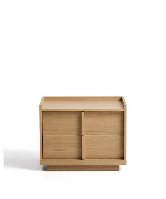 Onix 2-drawer bedside table in oak veneer with natural finish, 60 x 47 cm, FSC Mix Credit
