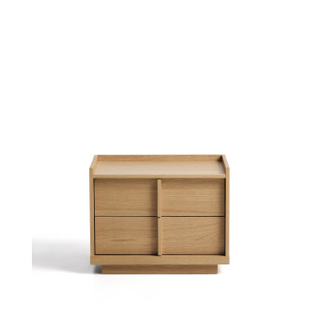 Onix 2-drawer bedside table in oak veneer with natural finish, 60 x 47 cm, FSC Mix Credit