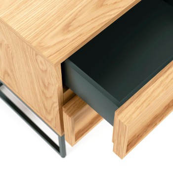 Taiana bedside table 45 x 51cm with oak veneer, steel and black finish