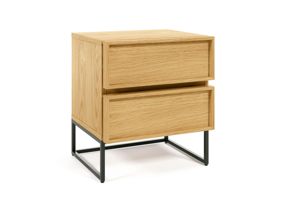 Taiana bedside table 45 x 51cm with oak veneer, steel and black finish