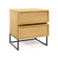 Taiana bedside table 45 x 51cm with oak veneer, steel and black finish