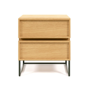 Taiana bedside table 45 x 51cm with oak veneer, steel and black finish