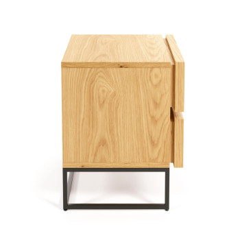 Taiana bedside table 45 x 51cm with oak veneer, steel and black finish
