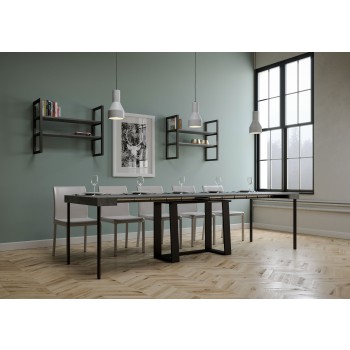 Asia console table with anthracite frame - Extendable console table 90x40/288 cm Asia White Ash with anthracite frame