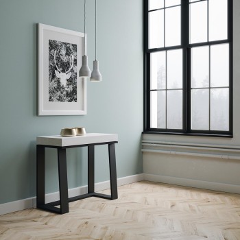 Asia console table with anthracite frame - Extendable console table 90x40/288 cm Asia White Ash with anthracite frame