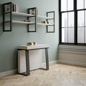 Asia console table with anthracite frame - Extendable console table 90x40/288 cm Asia White Ash with anthracite frame