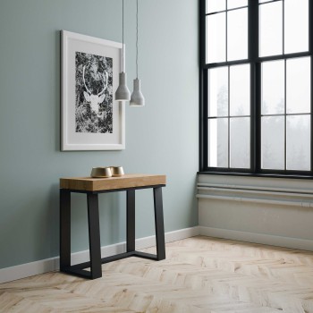 Asia console table with anthracite frame - Extendable console table 90x40/288 cm Asia White Ash with anthracite frame