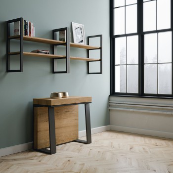 Asia console table with anthracite frame - Extendable console table 90x40/288 cm Asia White Ash with anthracite frame