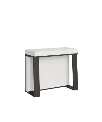 Asia console table with anthracite frame - Extendable console table 90x40/288 cm Asia White Ash with anthracite frame