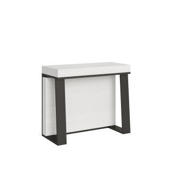 Asia console table with anthracite frame - Extendable console table 90x40/288 cm Asia White Ash with anthracite frame