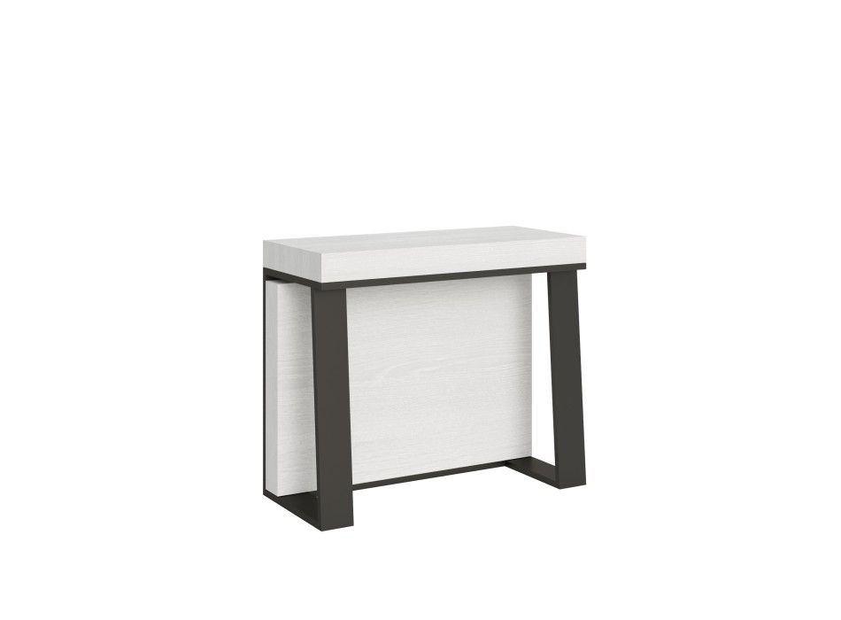 Asia console table with anthracite frame - Extendable console table 90x40/288 cm Asia White Ash with anthracite frame