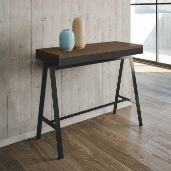Banco Evolution console with anthracite frame - Extendable console 90x40/196 cm Banco Small Evolution Natural Oak with anthracite frame