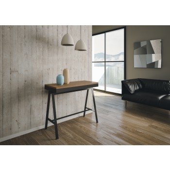 Banco Evolution console with anthracite frame - Extendable console 90x40/196 cm Banco Small Evolution Natural Oak with anthracite frame