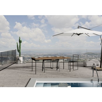 Banco Evolution console with anthracite frame - Extendable console 90x40/196 cm Banco Small Evolution Natural Oak with anthracite frame