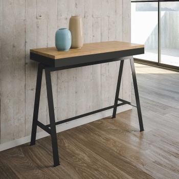 Banco Evolution console with anthracite frame - Extendable console 90x40/196 cm Banco Small Evolution Natural Oak with anthracite frame