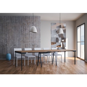 Banco Evolution console with anthracite frame - Extendable console 90x40/290 cm Banco Evolution stained fir with anthracite frame