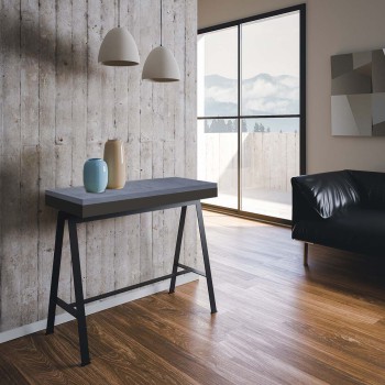 Banco Evolution console with anthracite frame - Extendable console 90x40/300 cm Banco Evolution Natural Oak with anthracite frame