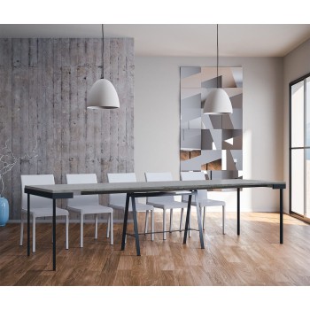 Banco Evolution console with anthracite frame - Extendable console 90x40/300 cm Banco Evolution in natural oak with anthracite frame