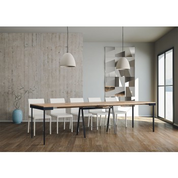 Banco Evolution console with anthracite frame - Extendable console 90x40/300 cm Banco Evolution Natural Oak with anthracite frame