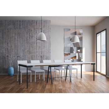 Banco Evolution console with anthracite frame - Extendable console 90x40/300 cm Banco Evolution in natural oak with anthracite frame