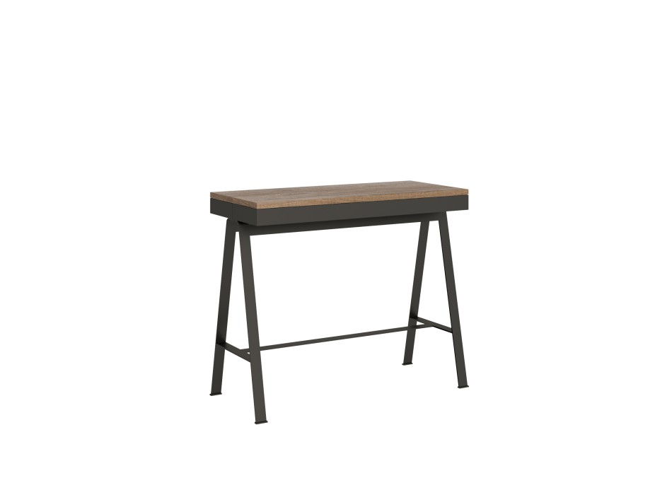 Banco Evolution console with anthracite frame - Extendable console 90x40/300 cm Banco Evolution in natural oak with anthracite frame