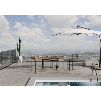 Banco console table with anthracite frame - Extendable console table 90x40/190 cm Banco Small stained fir with anthracite frame