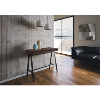 Banco console table with anthracite frame - Extendable console table 90x40/196 cm Banco Small White Ash with anthracite frame