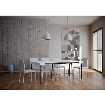 Banco console table with anthracite frame - Extendable console table 90x40/196 cm Banco Small White Ash with anthracite frame