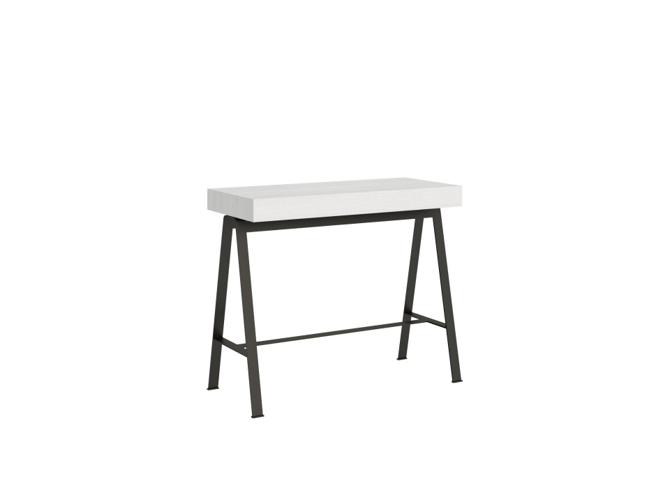 Banco console table with anthracite frame - Extendable console table 90x40/196 cm Banco Small White Ash with anthracite frame