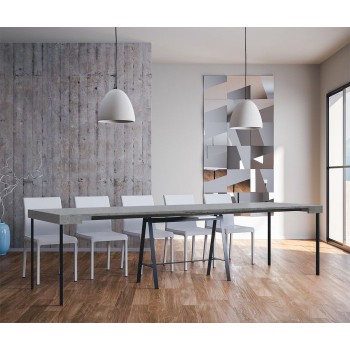 Console Table with Anthracite Frame - Extendable Console Table 90x40/300 cm White Ash Counter with Anthracite Frame