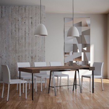 Console Table with Anthracite Frame - Extendable Console Table 90x40/300 cm White Ash Counter with Anthracite Frame