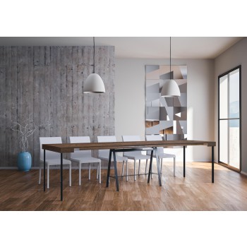 Console Table with Anthracite Frame - Extendable Console Table 90x40/300 cm White Ash Counter with Anthracite Frame