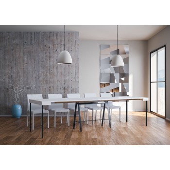 Console Table with Anthracite Frame - Extendable Console Table 90x40/300 cm White Ash Counter with Anthracite Frame