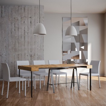 Console Table with Anthracite Frame - Extendable Console Table 90x40/300 cm White Ash Counter with Anthracite Frame