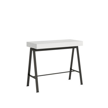 Console Table with Anthracite Frame - Extendable Console Table 90x40/300 cm White Ash Counter with Anthracite Frame