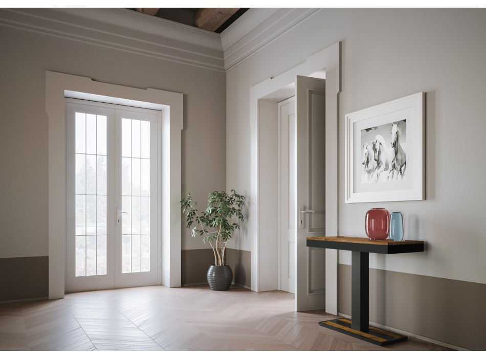 Capital Evolution console table with anthracite frame - Extendable console table 90x40/190 cm Capital Small Evolution stained fir with anthracite frame