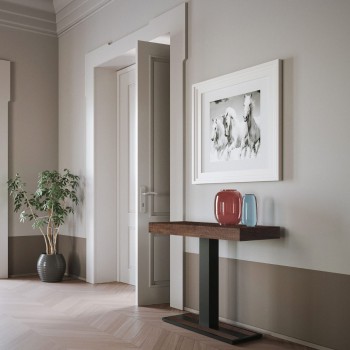 Capital Console Table with Anthracite Frame - Extendable Console Table 90x40/196 cm Capital Small White Ash with Anthracite Frame