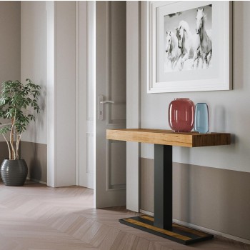 Capital Console Table with Anthracite Frame - Extendable Console Table 90x40/196 cm Capital Small White Ash with Anthracite Frame