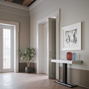 Capital Console Table with Anthracite Frame - Extendable Console Table 90x40/300 cm Capital White Ash with Anthracite Frame