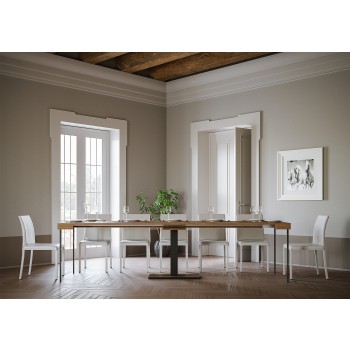 Capital Console Table with Anthracite Frame - Extendable Console Table 90x40/300 cm Capital White Ash with Anthracite Frame