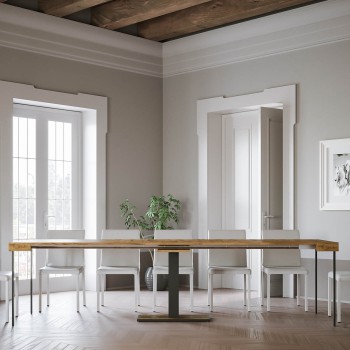 Capital Console Table with Anthracite Frame - Extendable Console Table 90x40/300 cm Capital White Ash with Anthracite Frame