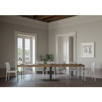 Capital Console Table with Anthracite Frame - Extendable Console Table 90x40/300 cm Capital Premium Natural Oak with Anthracite Frame