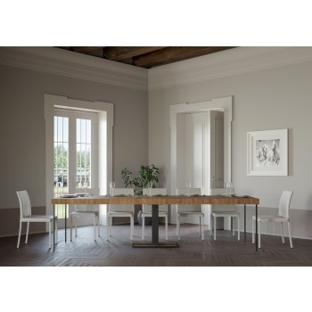 Capital Console Table with Anthracite Frame - Extendable Console Table 90x40/300 cm Capital Premium Natural Oak with Anthracite Frame