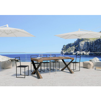 Diago console table with anthracite legs - 90x40/190 cm Diago Small extendable console table with stained fir and anthracite legs