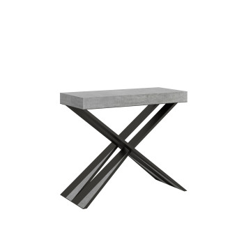 Diago console table with anthracite legs - Diago Small extendable console table 90x40/196 cm with white ash and anthracite legs