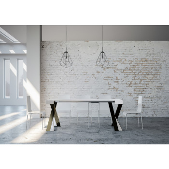 Diago console table with anthracite legs - Diago Small extendable console table 90x40/196 cm with white ash and anthracite legs