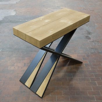 Diago console table with anthracite legs - Extendable console table 90x40/290 cm Diago stained fir with anthracite legs